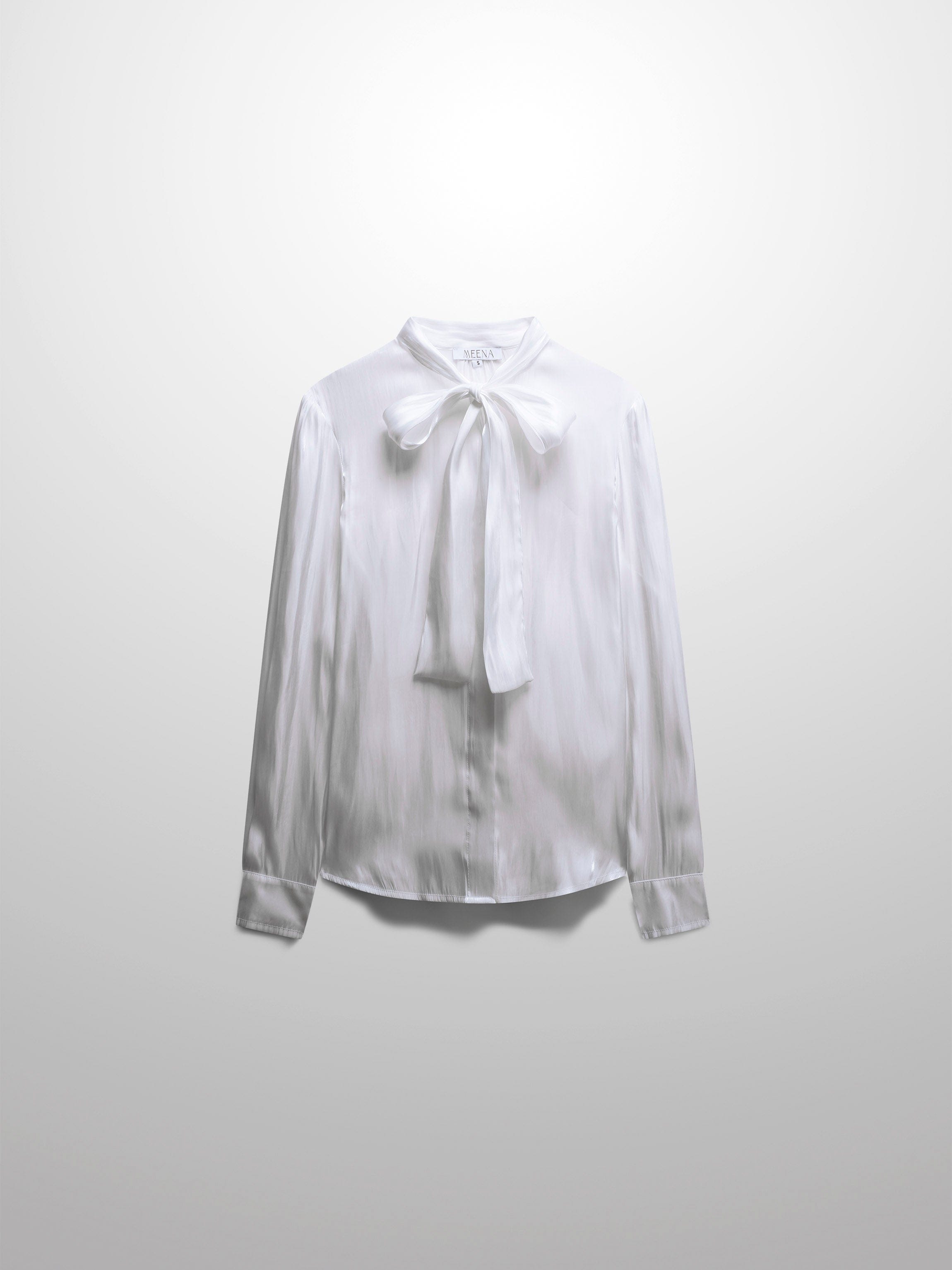 Shimmer Tie Blouse-White