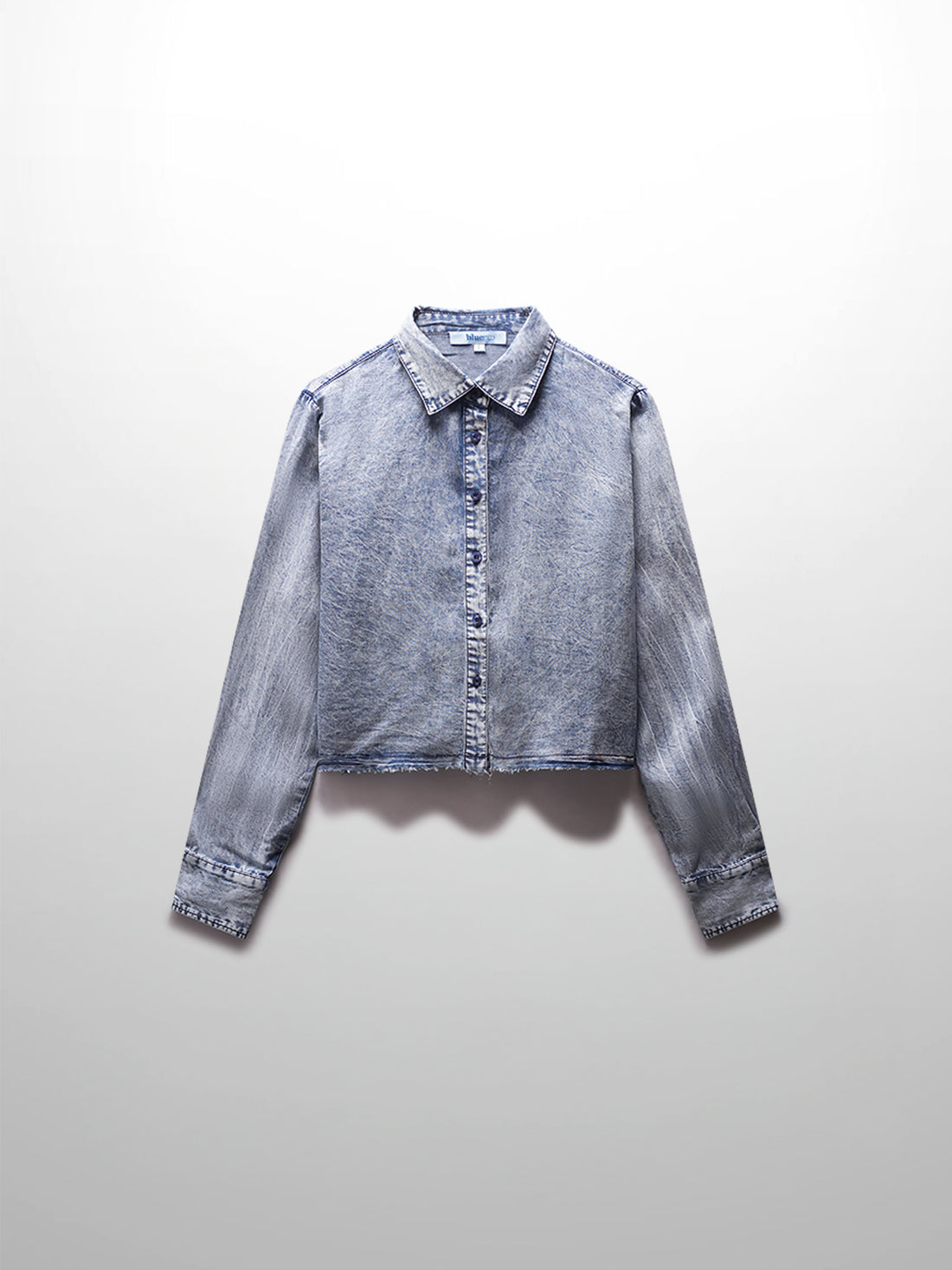 Crop Denim Shirt-Blue