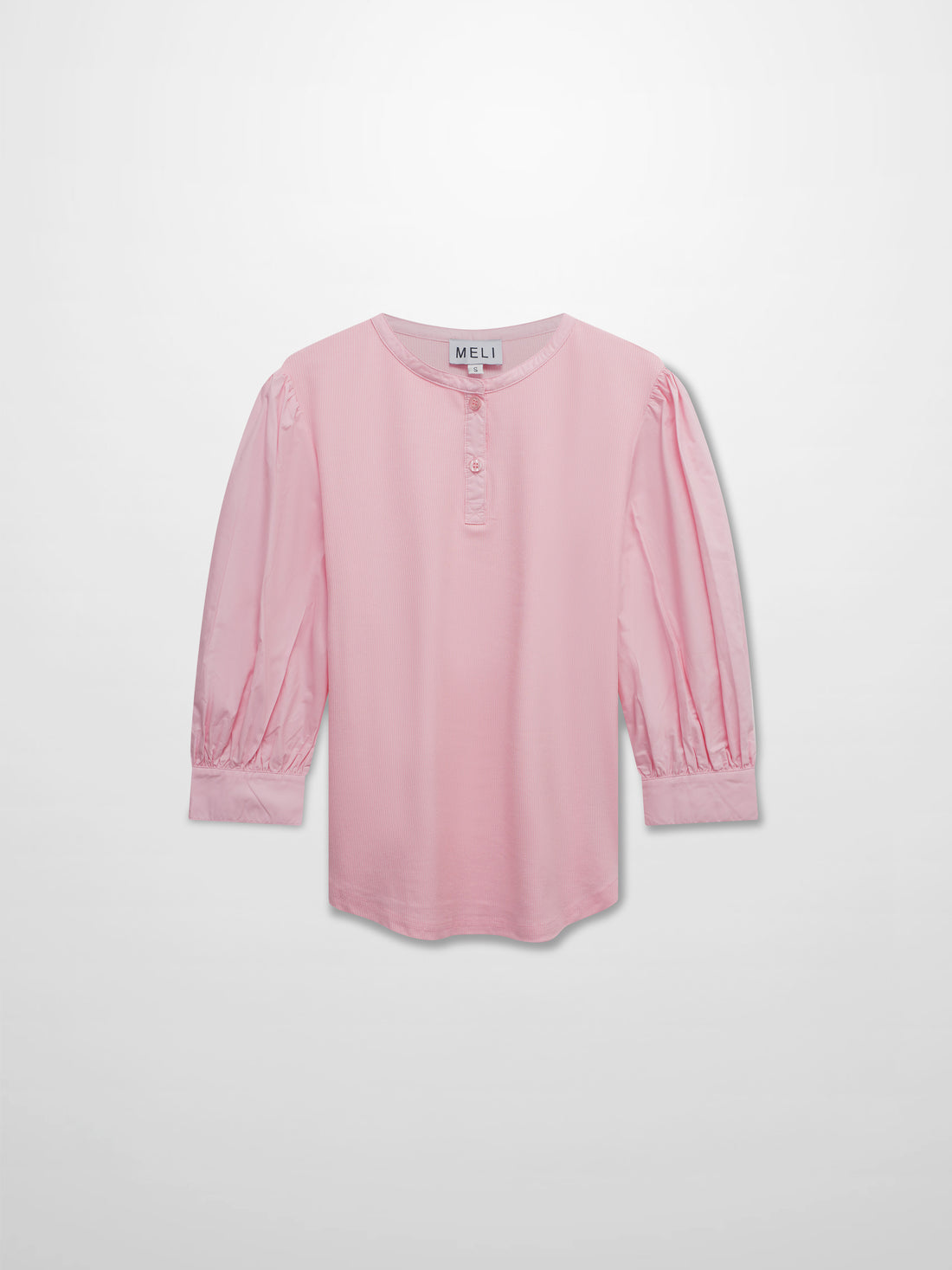 Puff Sleeve Ribbed T-Shirt-Pink