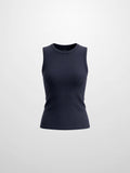 Sleeveless Basic Tee-Navy