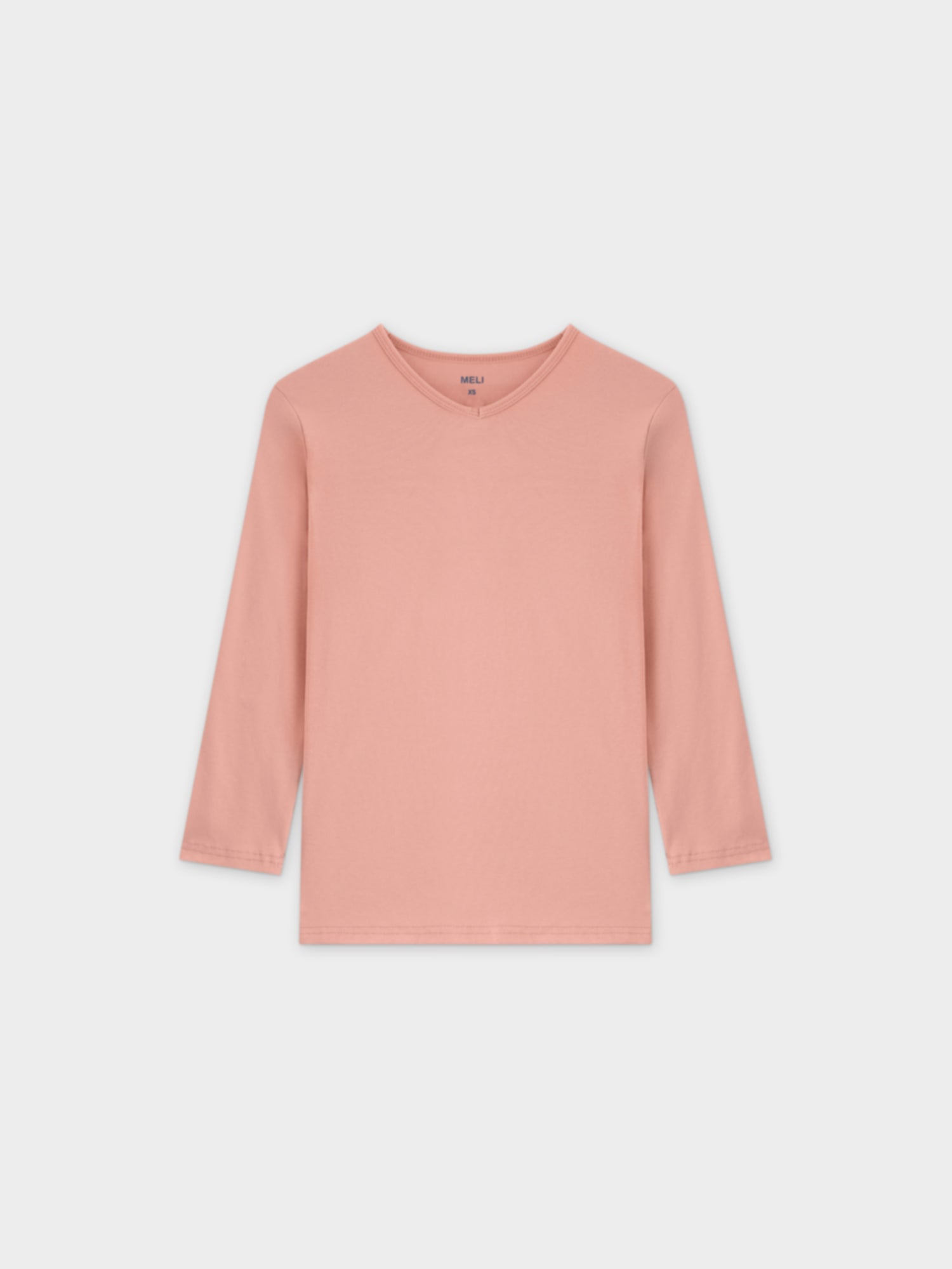 BASIC HIGH V TEE 3Q-PEACH