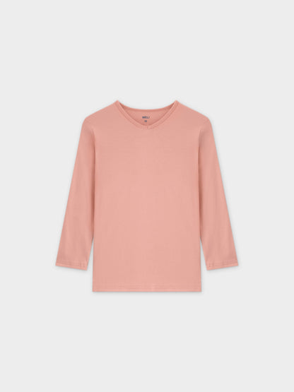 BASIC HIGH V TEE 3Q-PEACH