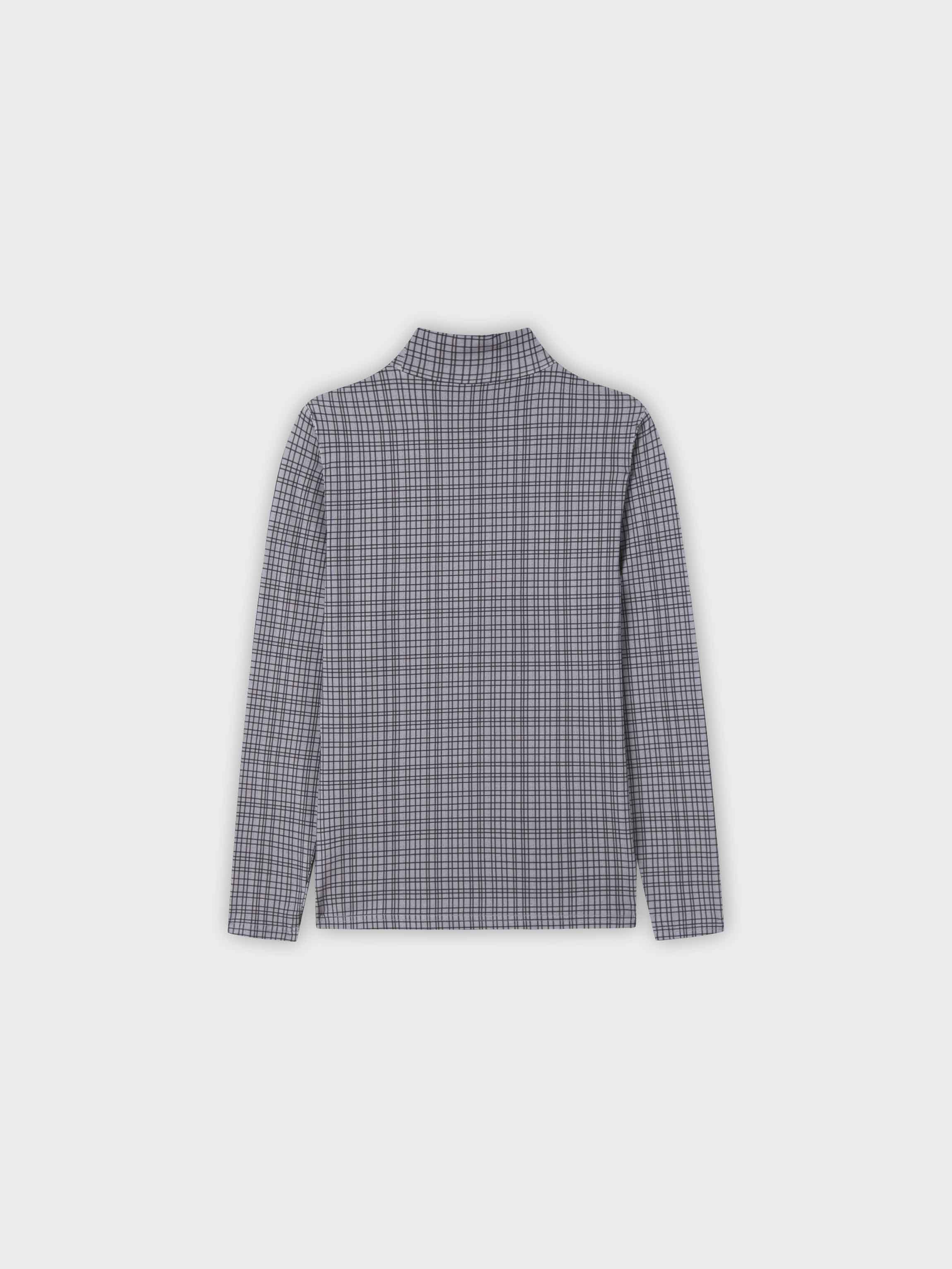 Printed Modal Turtleneck-Grey Plaid