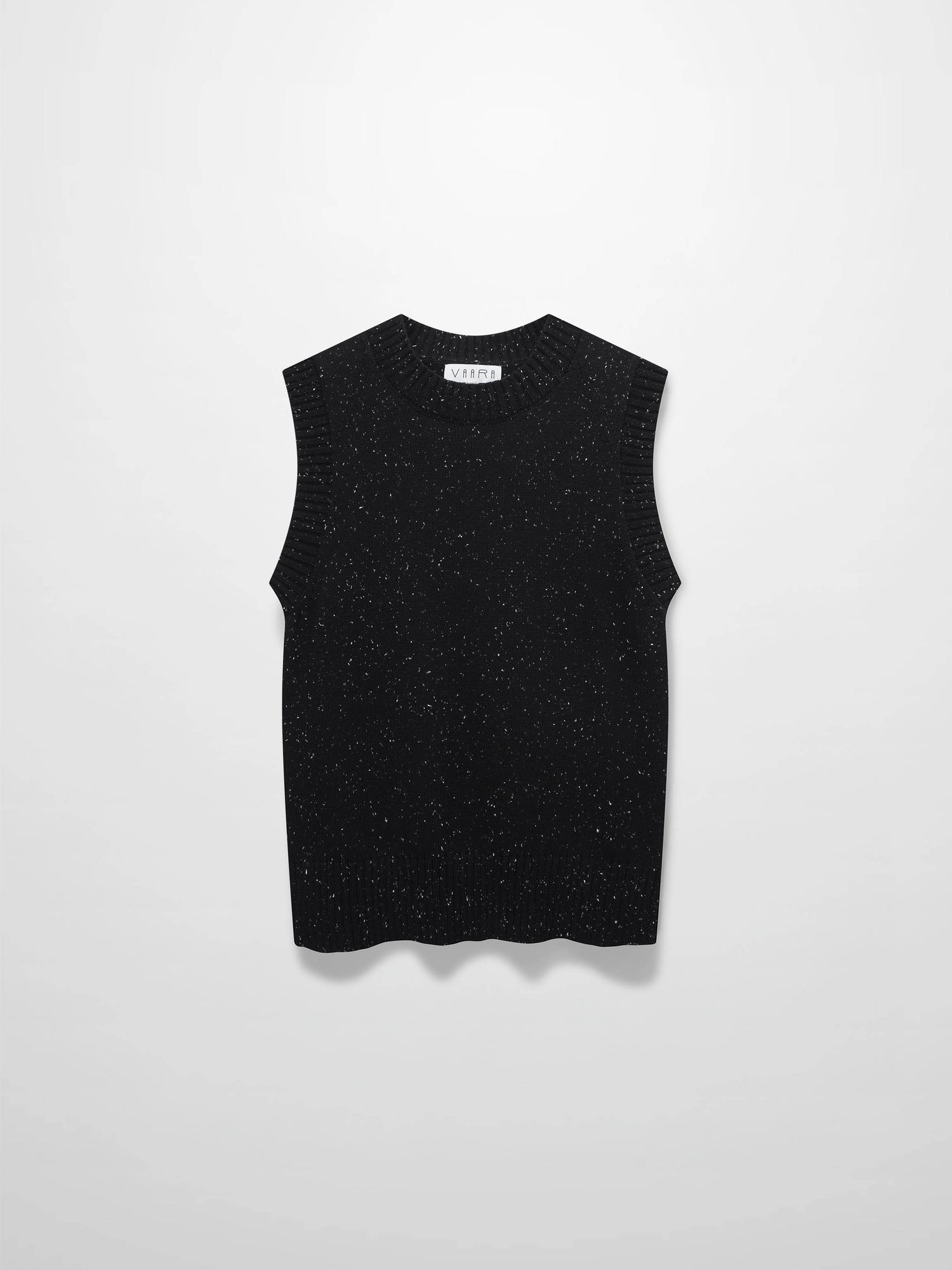 Speckled Crew Neck Vest-Black