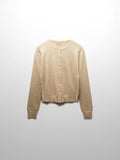 Stone Embellished Crew Cardigan-Vanilla