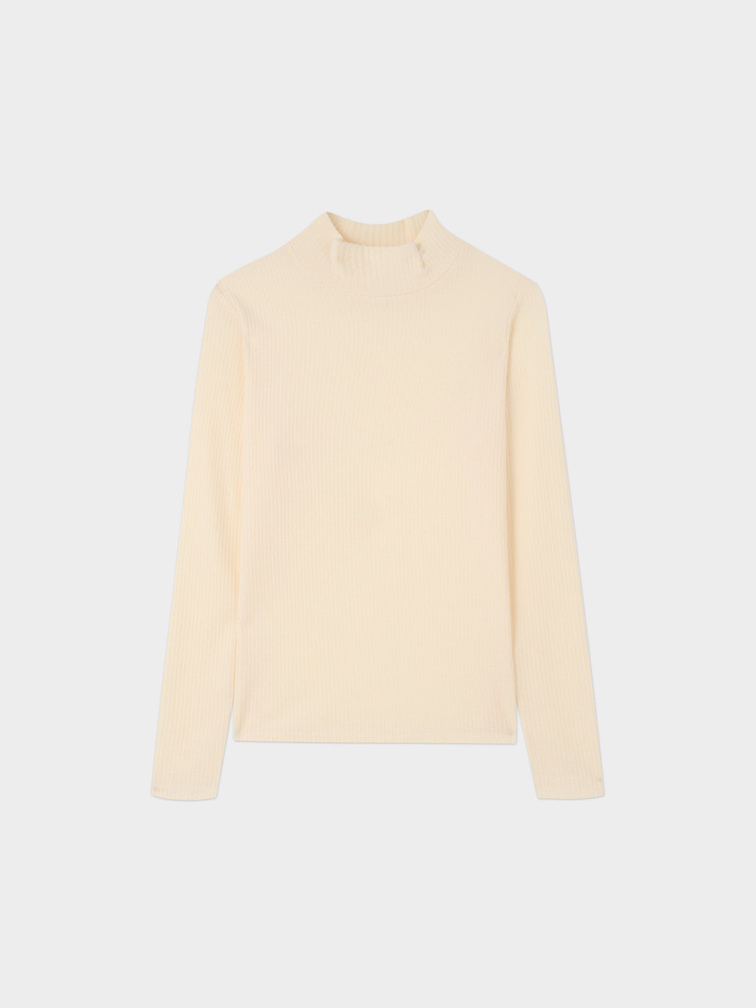 Textured Stretch Turtleneck-Ivory