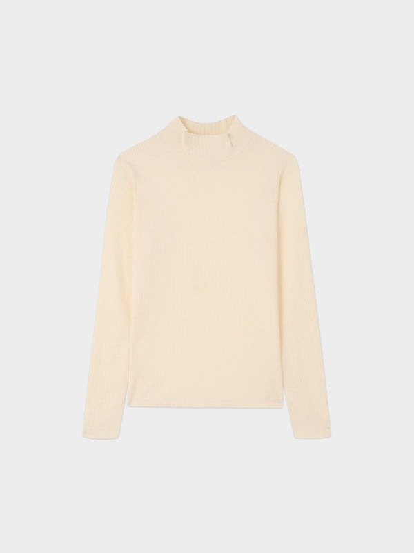 Textured Stretch Turtleneck-Ivory