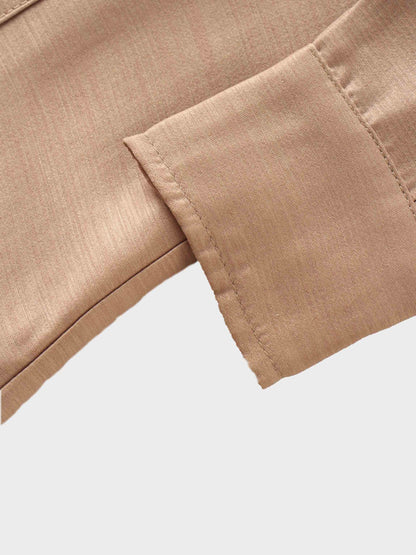 Textured Puff Sleeve Blouse-Mushroom