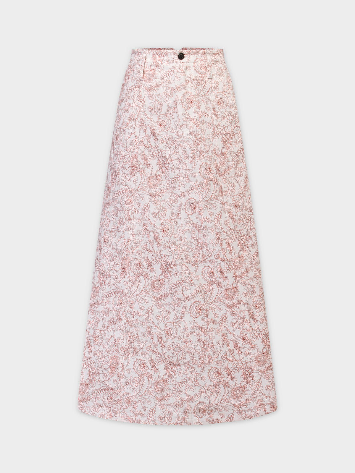 Printed Denim Skirt-Brown Floral