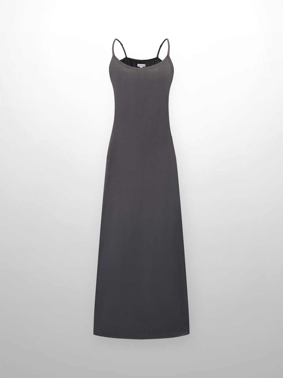 Cupro Crew Neck Slip Dress-Grey