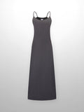 Cupro Crew Neck Slip Dress-Grey