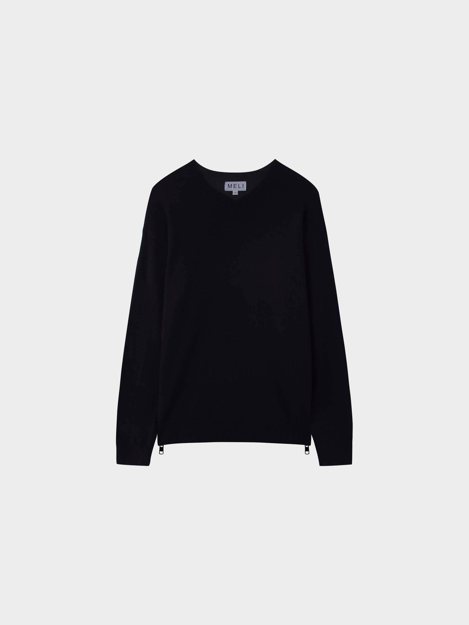 Side Zipper Sweater-Black