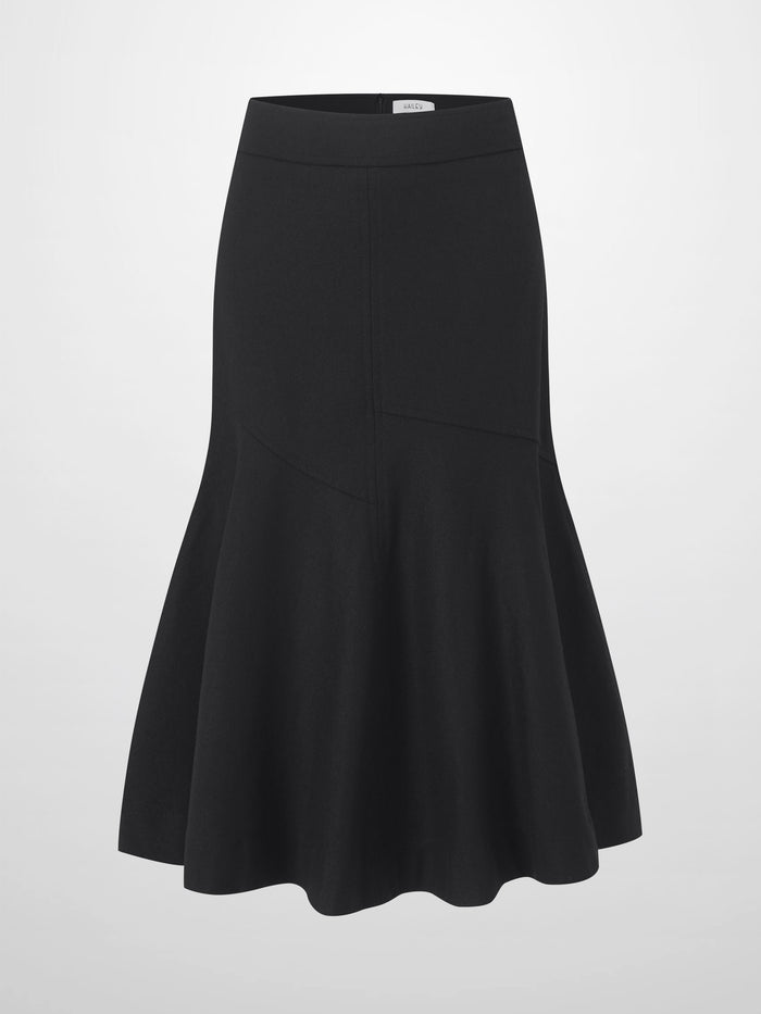 Wool Blend Short Panel Skirt-Black