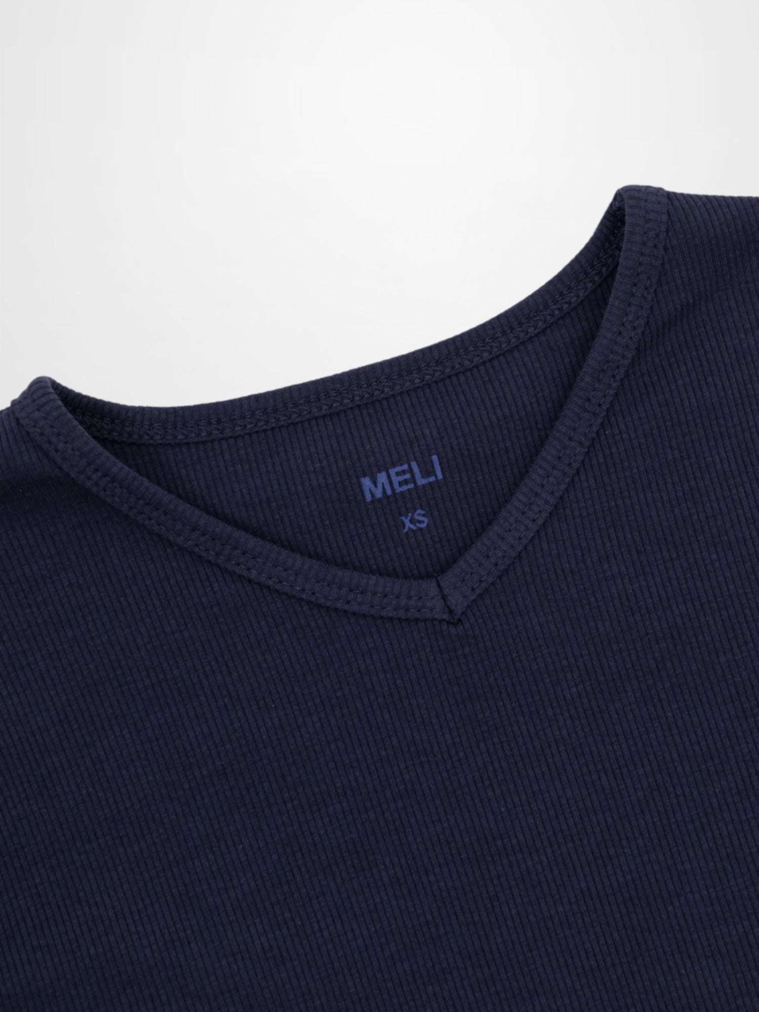 Soft Ribbed High V Tee-Dark Navy