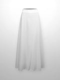 Elastic Back Maxi Cotton Blend Skirt-White