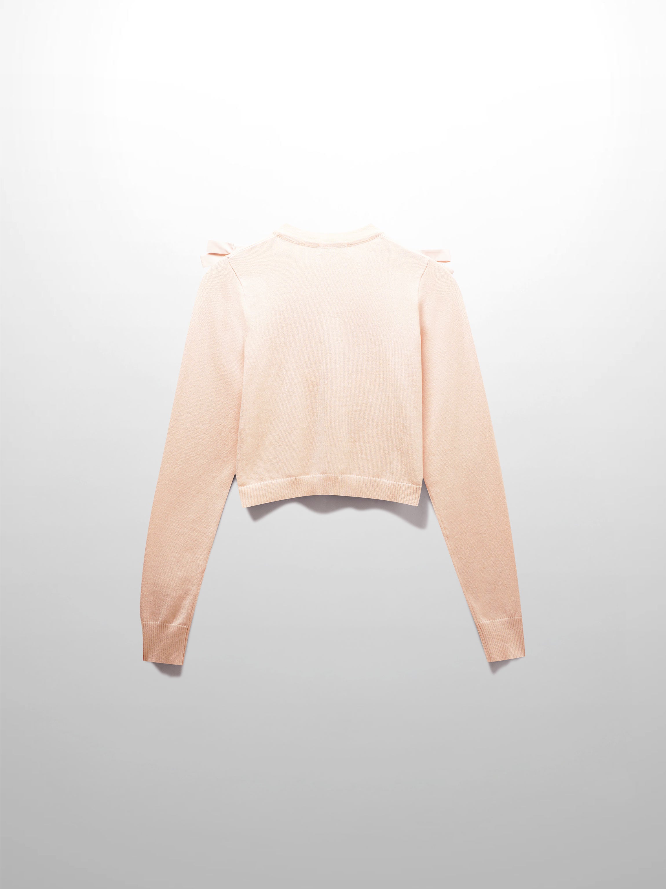 Cropped Bow Cardigan-Peach