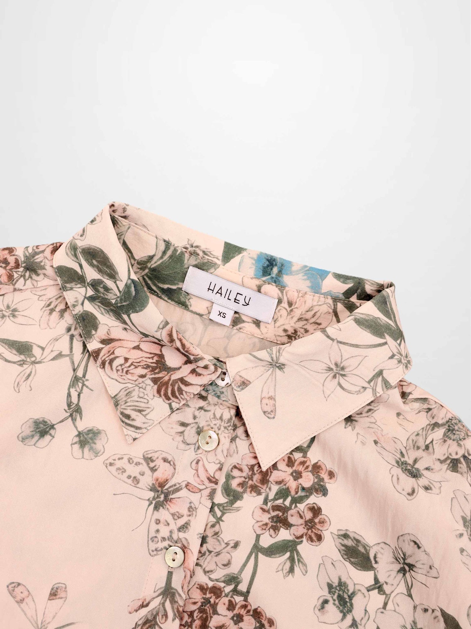 Printed Crinkle Button Down Blouse-Flower Design