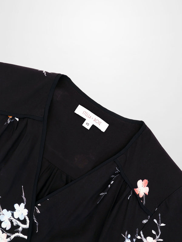 Flutter Sleeve Wrap Dress-Bunches of Floral