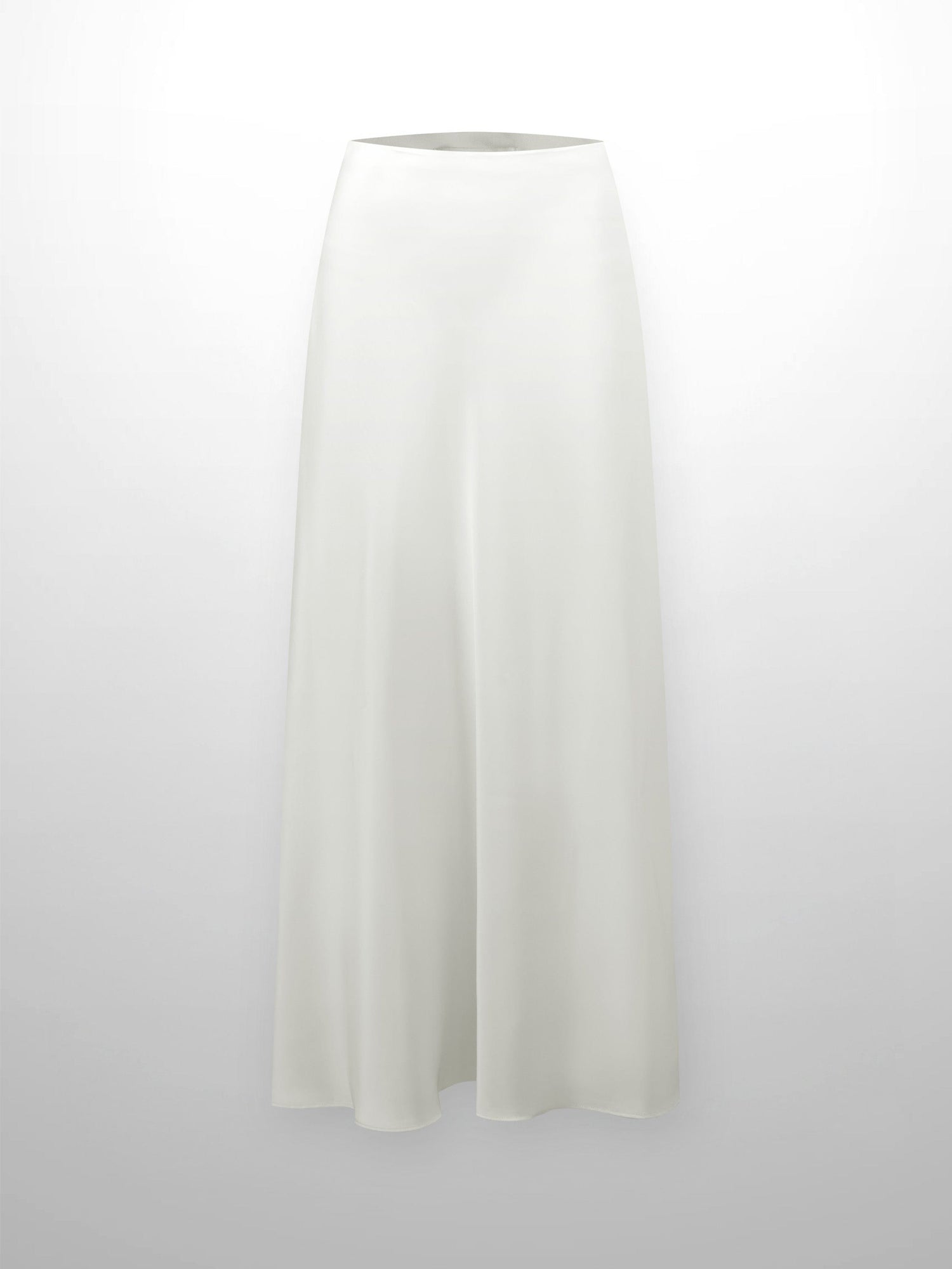 Solid Faux Satin Slip Skirt-Ivory