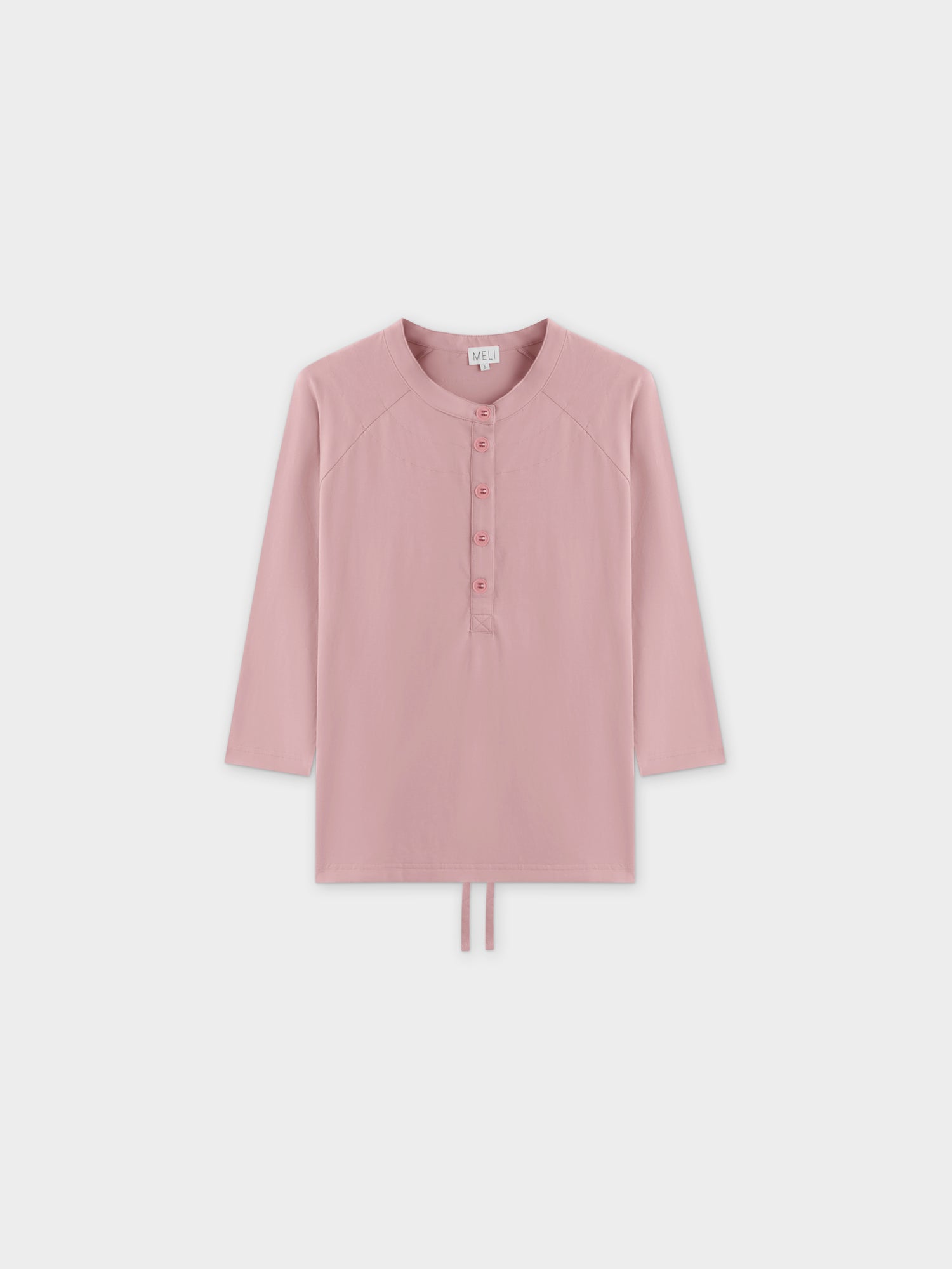 CAMISETA HENLEY CON CORDÓN-ROSA