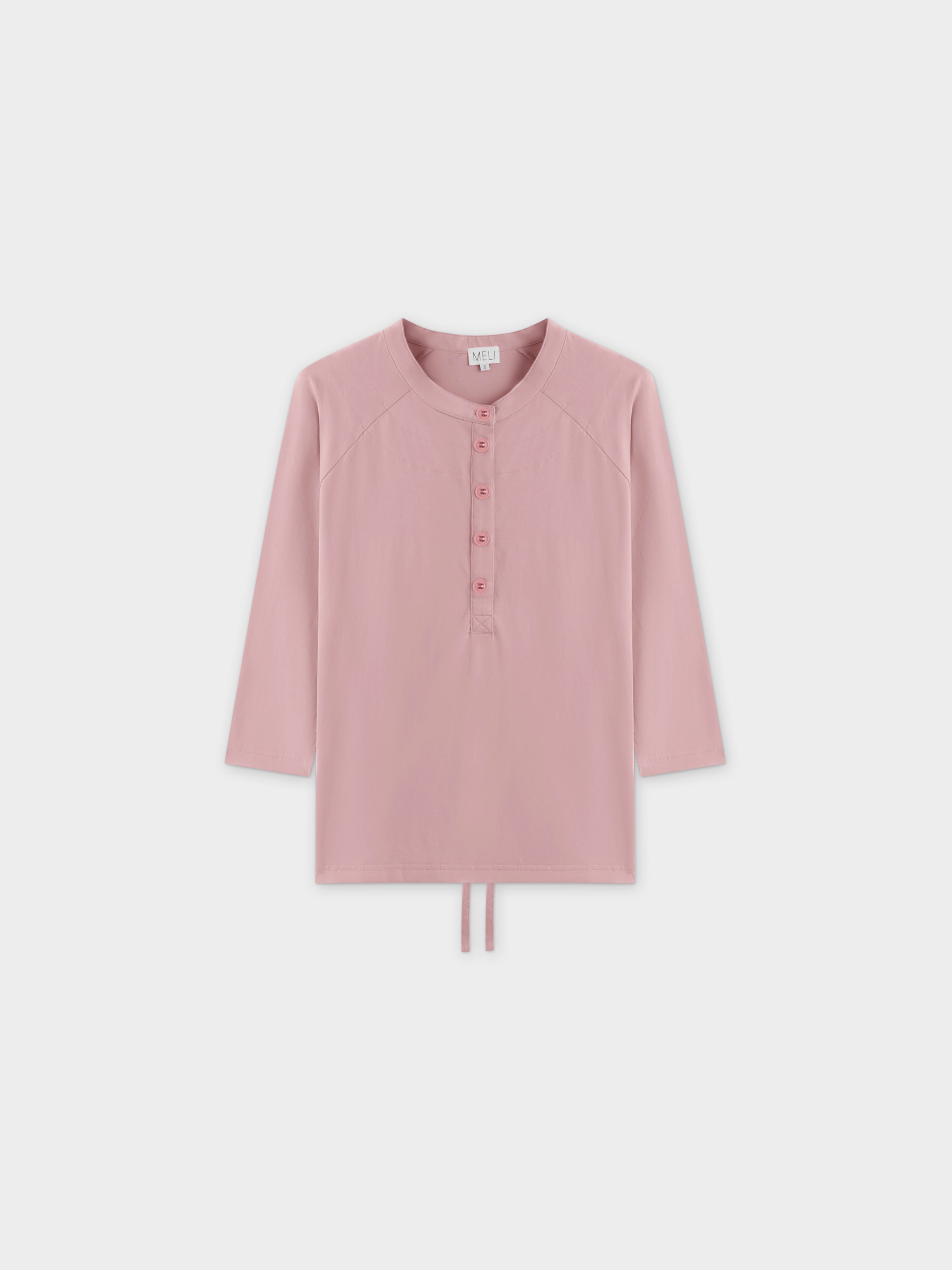 CAMISETA HENLEY CON CORDÓN-ROSA