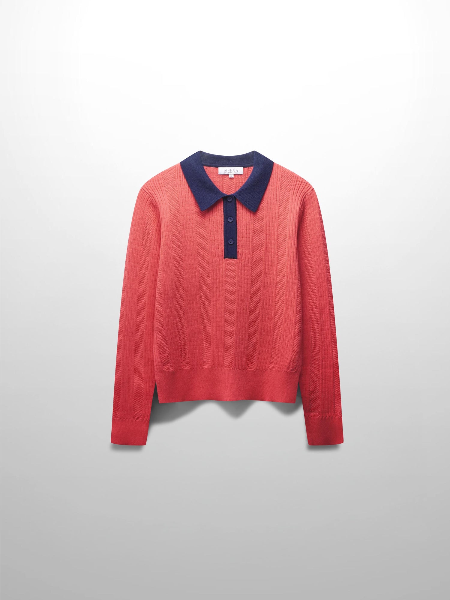 Knit Detail Collar Sweater-Fuchsia/Navy