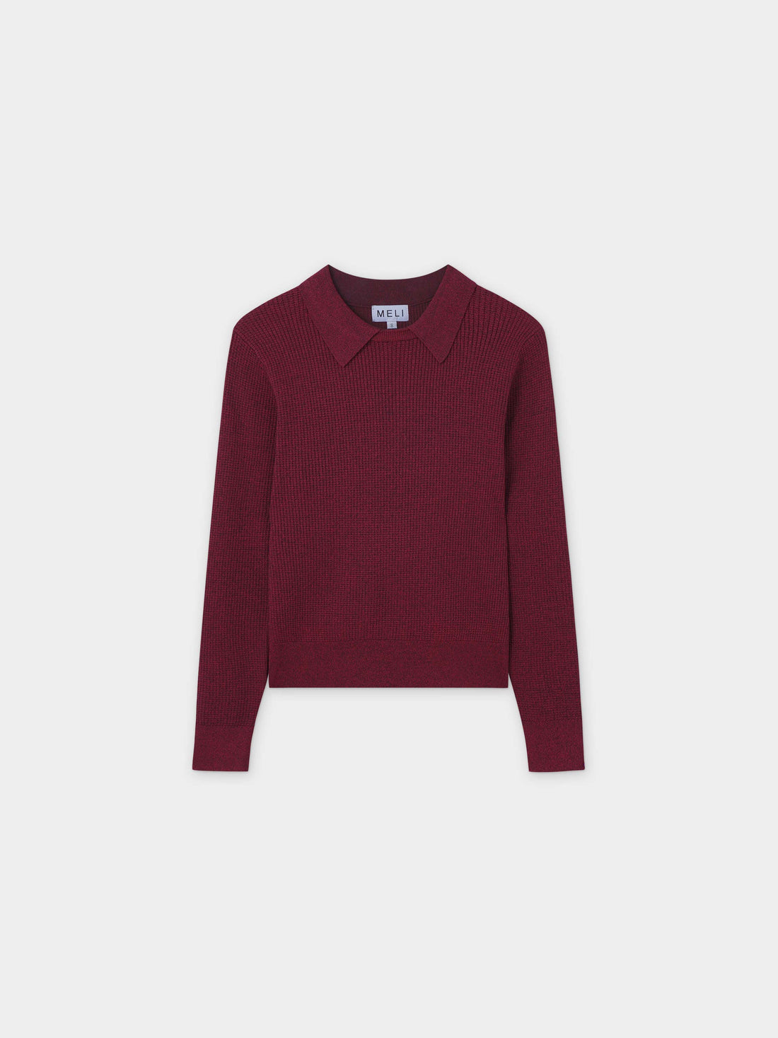 Waffle Collared Sweater-Heathered Cranberry