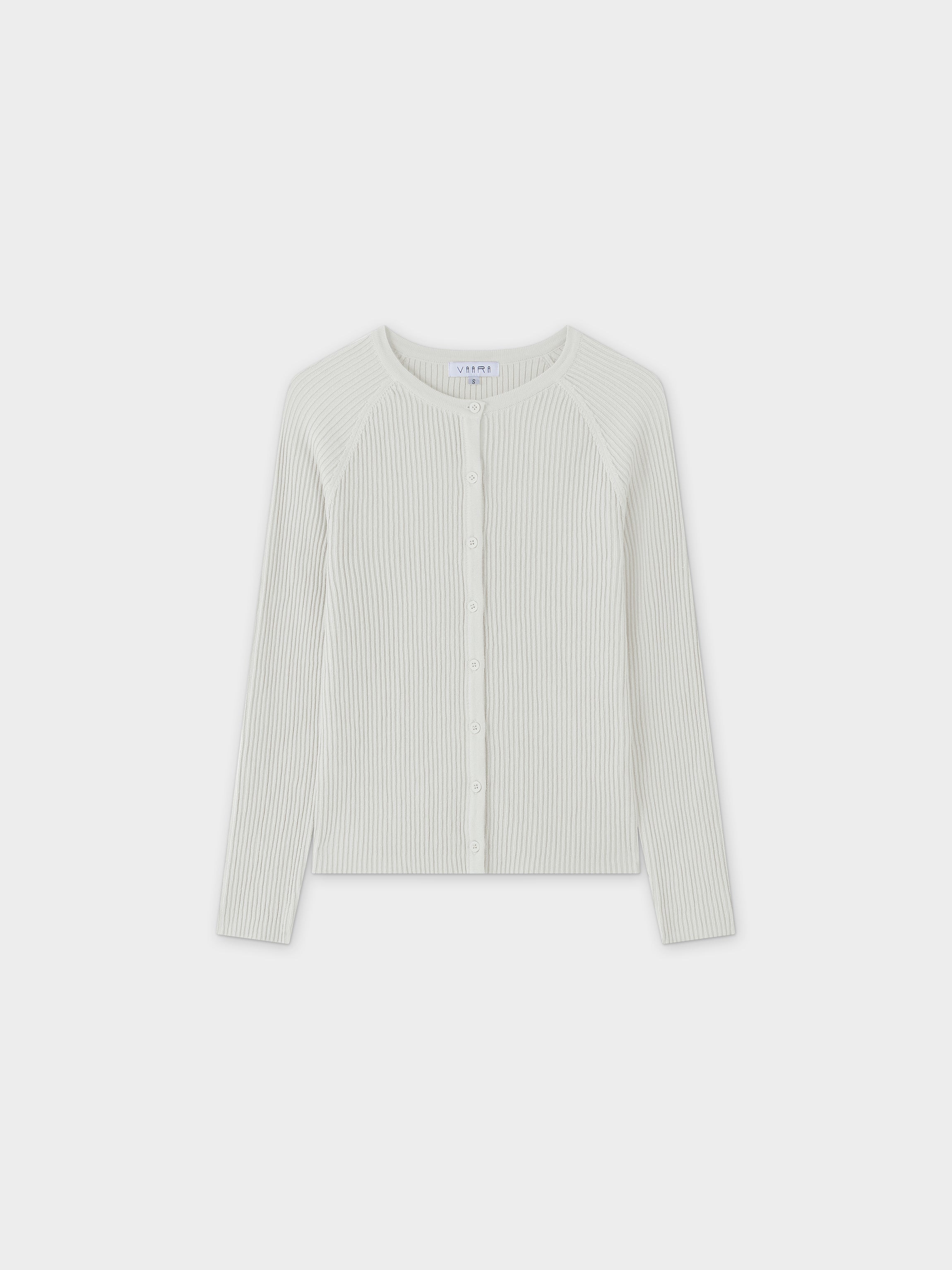 Ribbed Knit Cardigan-White