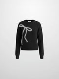 Embroidered Bow Sweater - Black/White