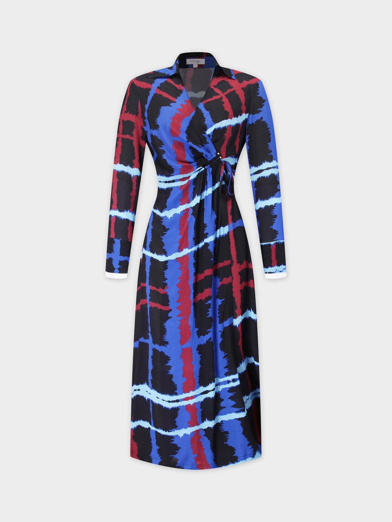 U Shape Wrap Prong Dress-Tie Dye Plaid