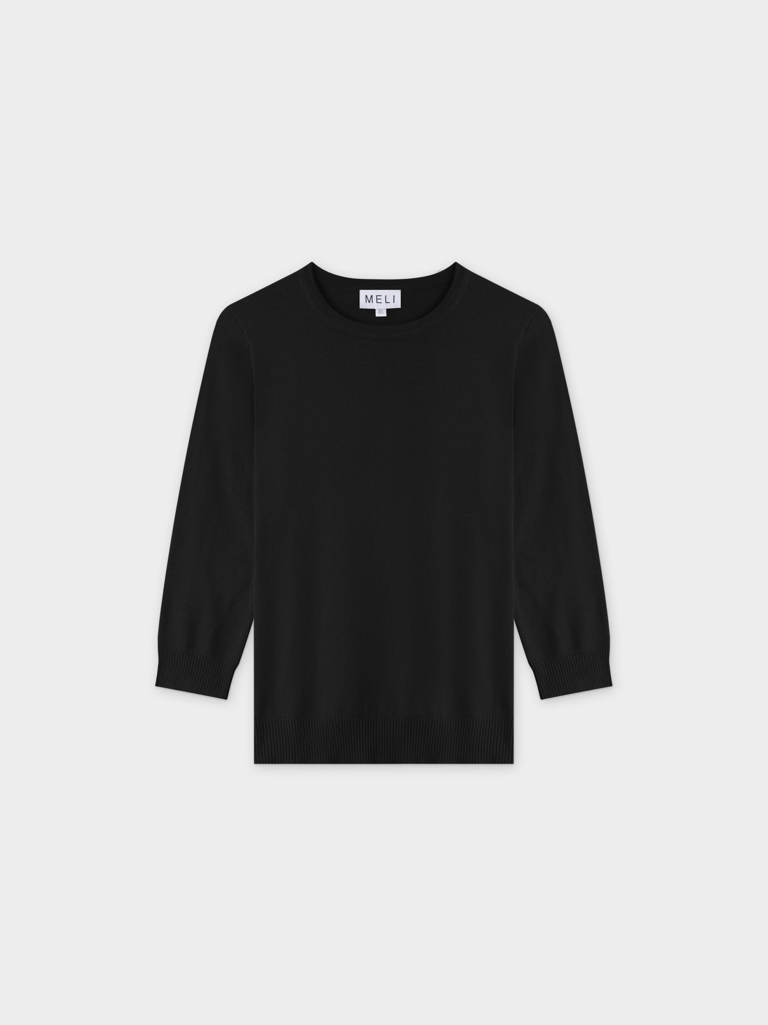 BASIC CREW SWEATER (3Q) - BLACK