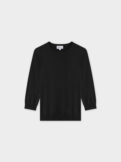 Basic Crew Sweater 3Q-Black