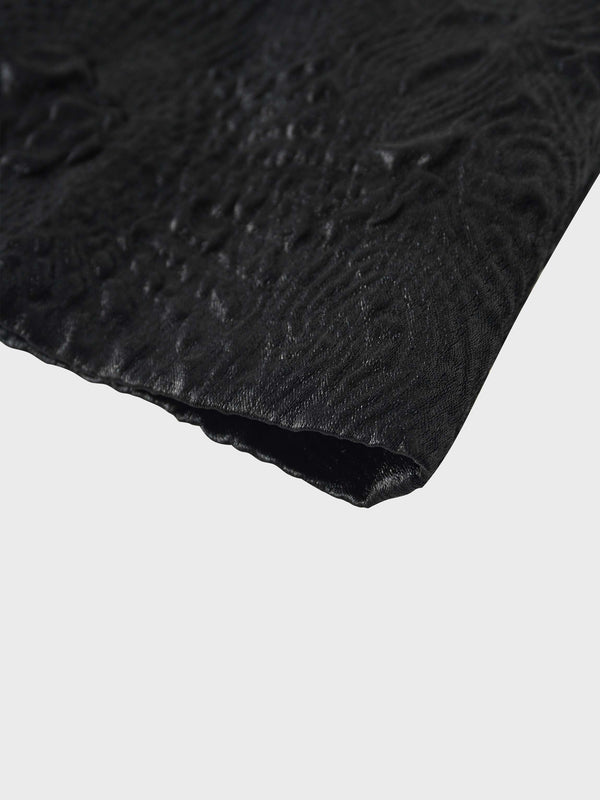 Embossed Inverted Pleat Skirt-Black