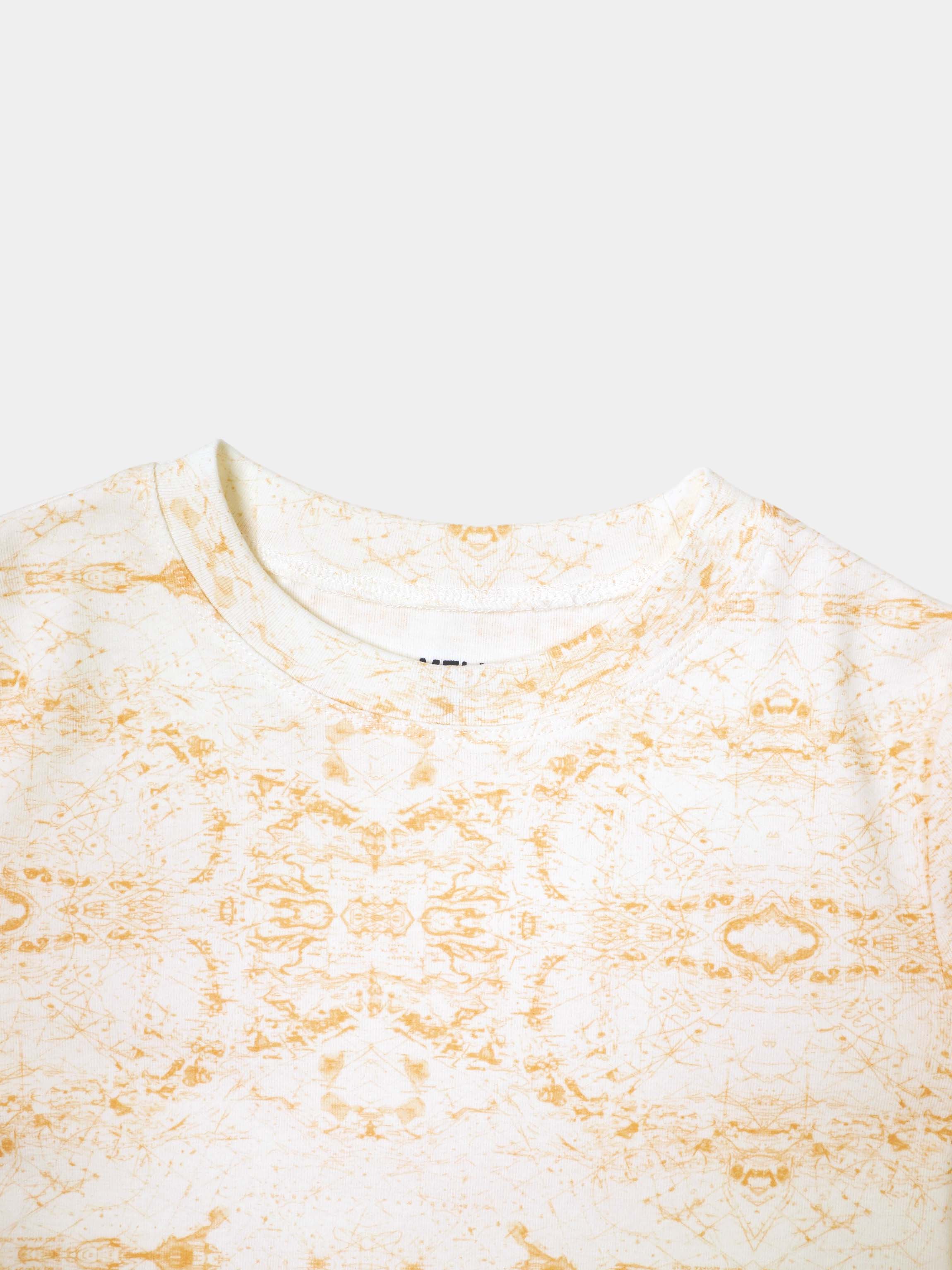 Basic Printed T-shirt-Peach World Map