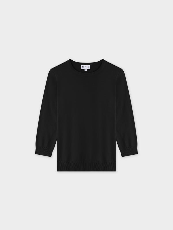 Basic Crew Sweater 3Q-Black