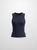 RIBBED CREW SLEEVELESS SHELL-NAVY