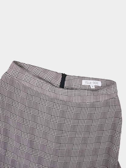 Houndstooth Pleat bottom Skirt-Black/White