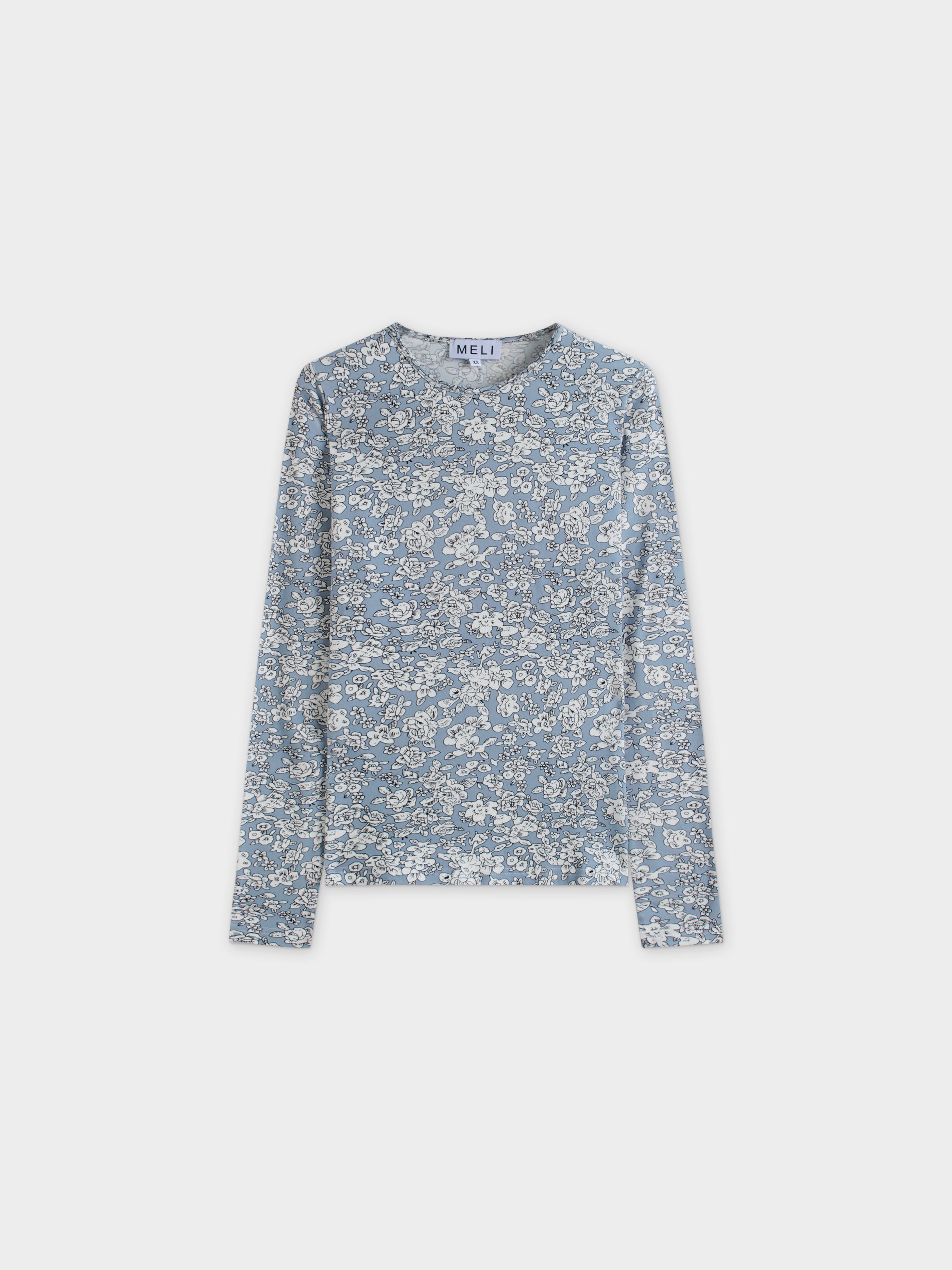 PRINTED CREW-BLUE FLORAL