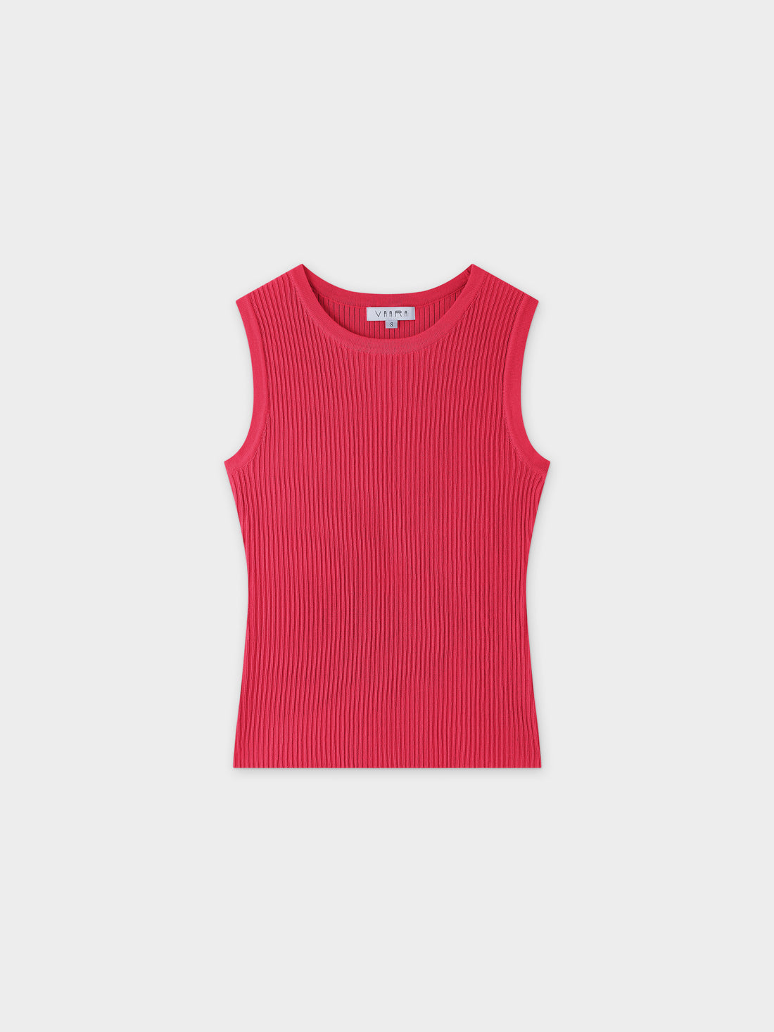 Sleeveless Ribbed Crew-Hot Pink