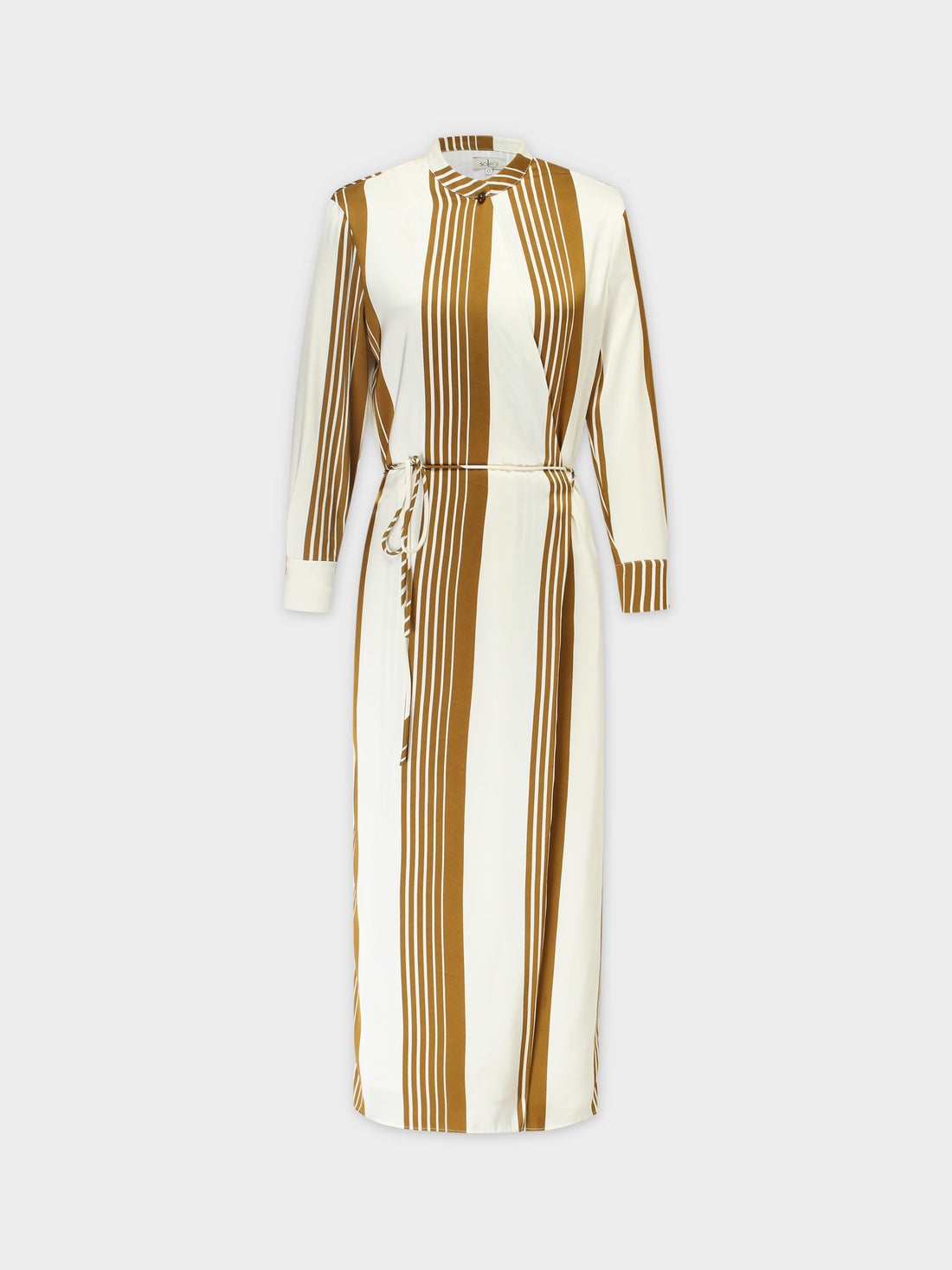 SATIN WRAP DRESS-BRONZE STRIPE