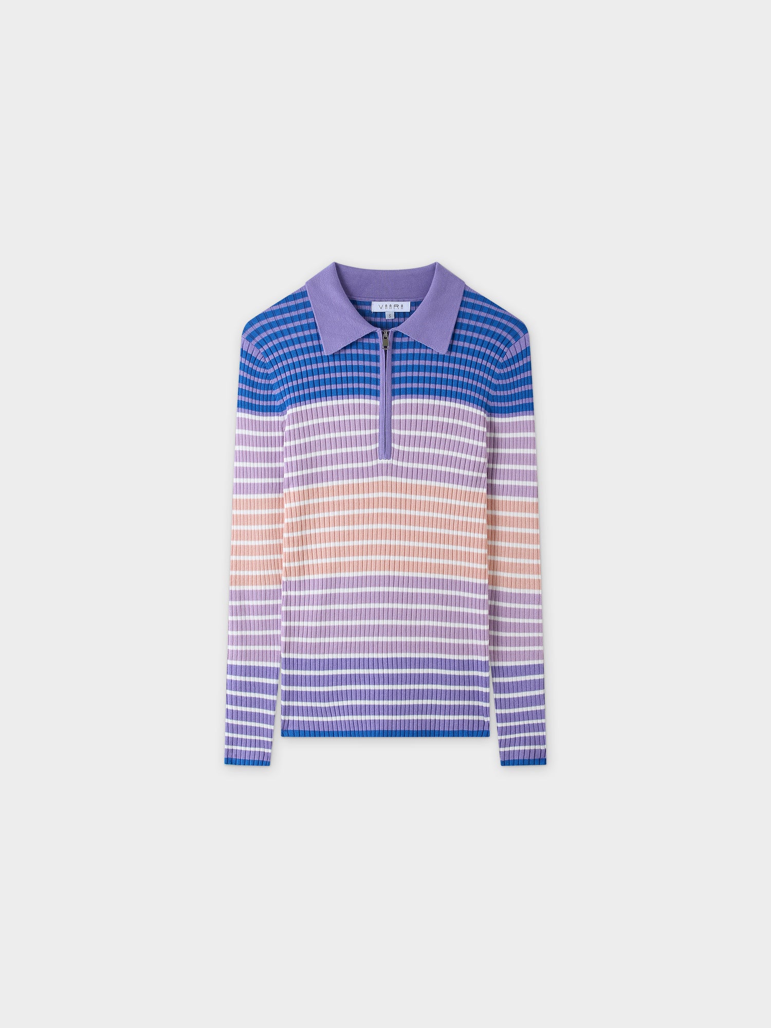 Ribbed Striped Polo Sweater-Shades of Purple