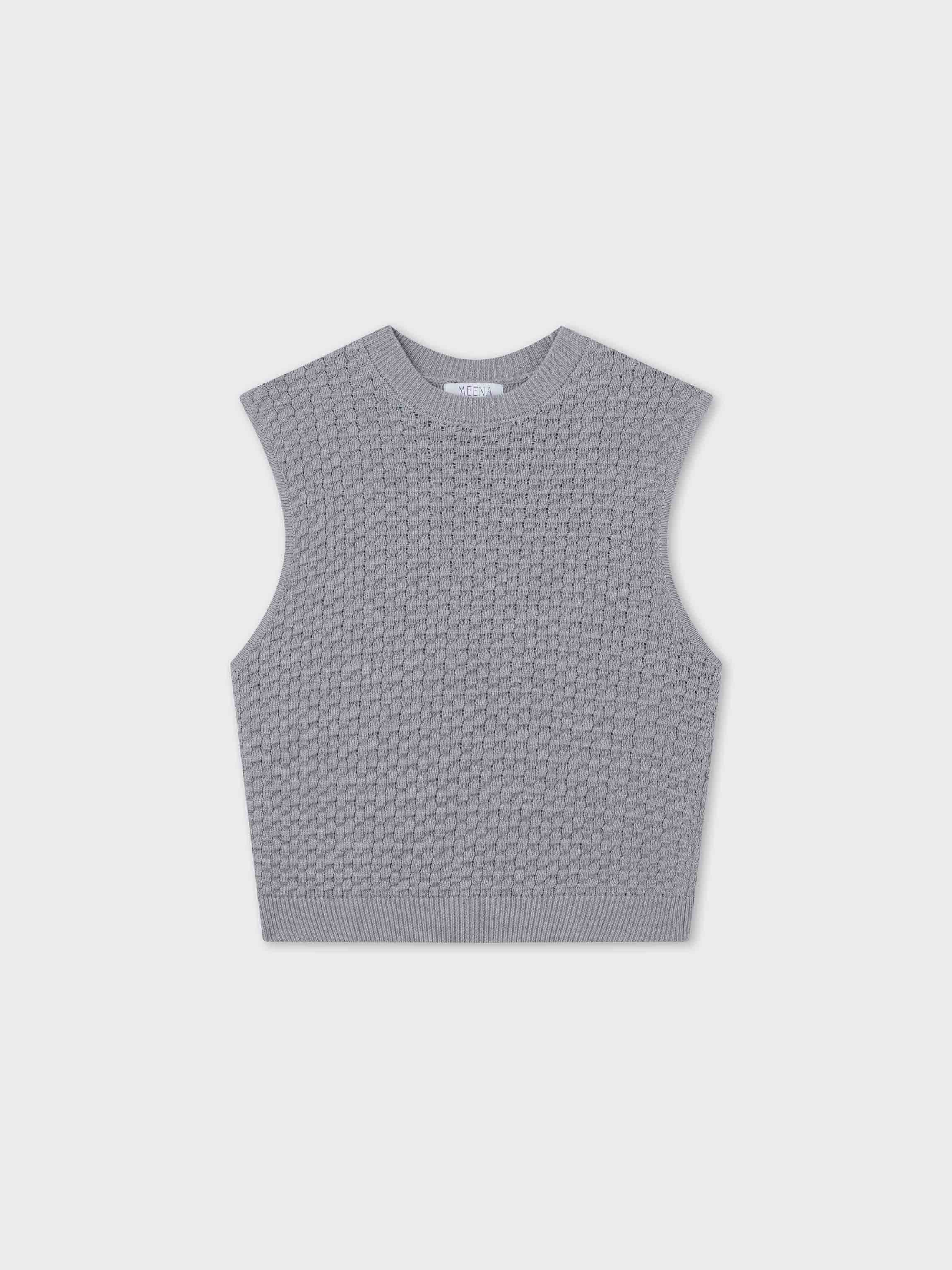 Box Weave Vest-Heathered Grey