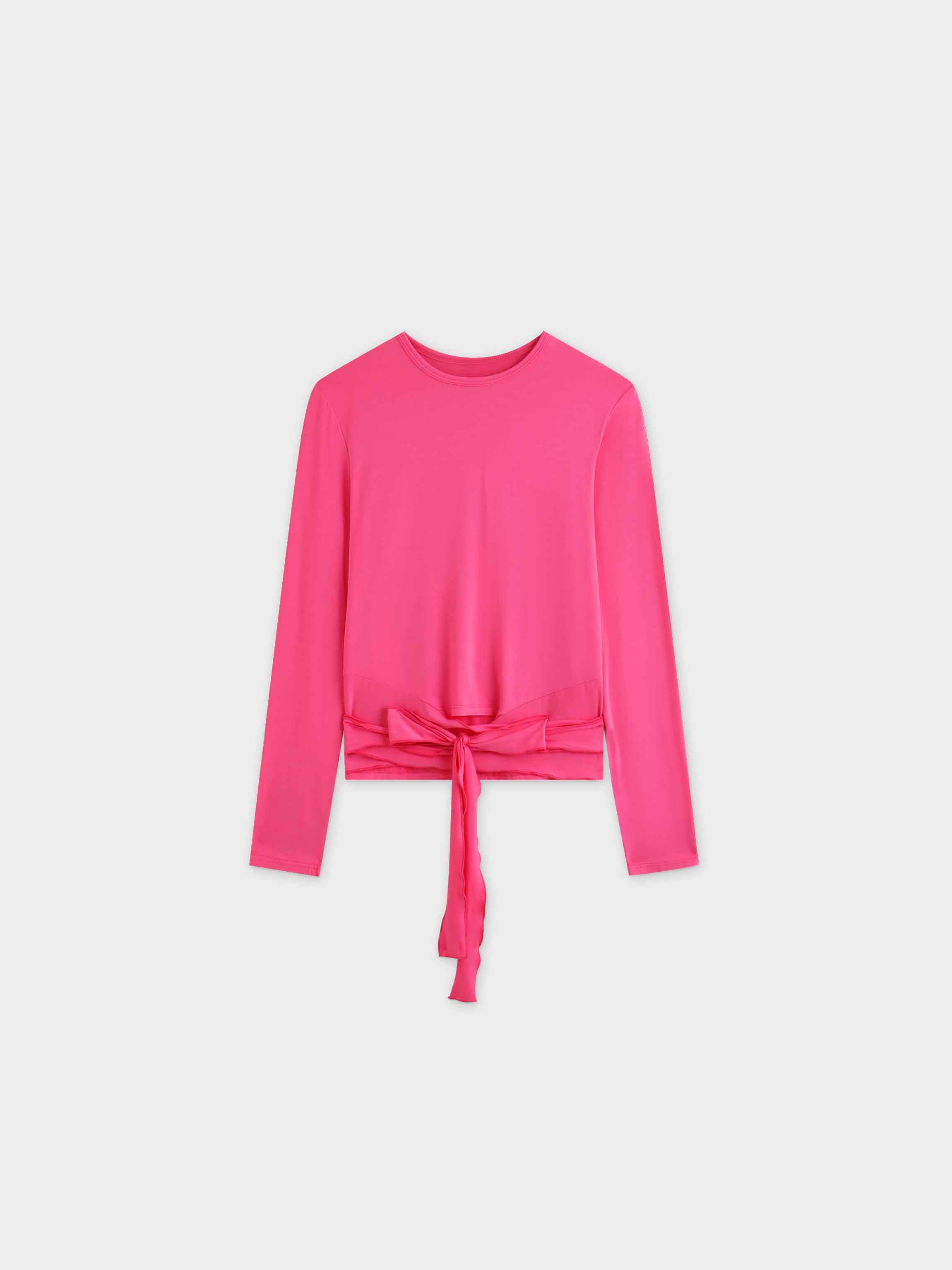 Wrap Tie Tee-Hot Pink