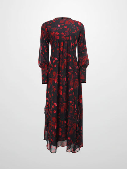 Asymmetrical Hem Dress-Spring Floral Bouquet