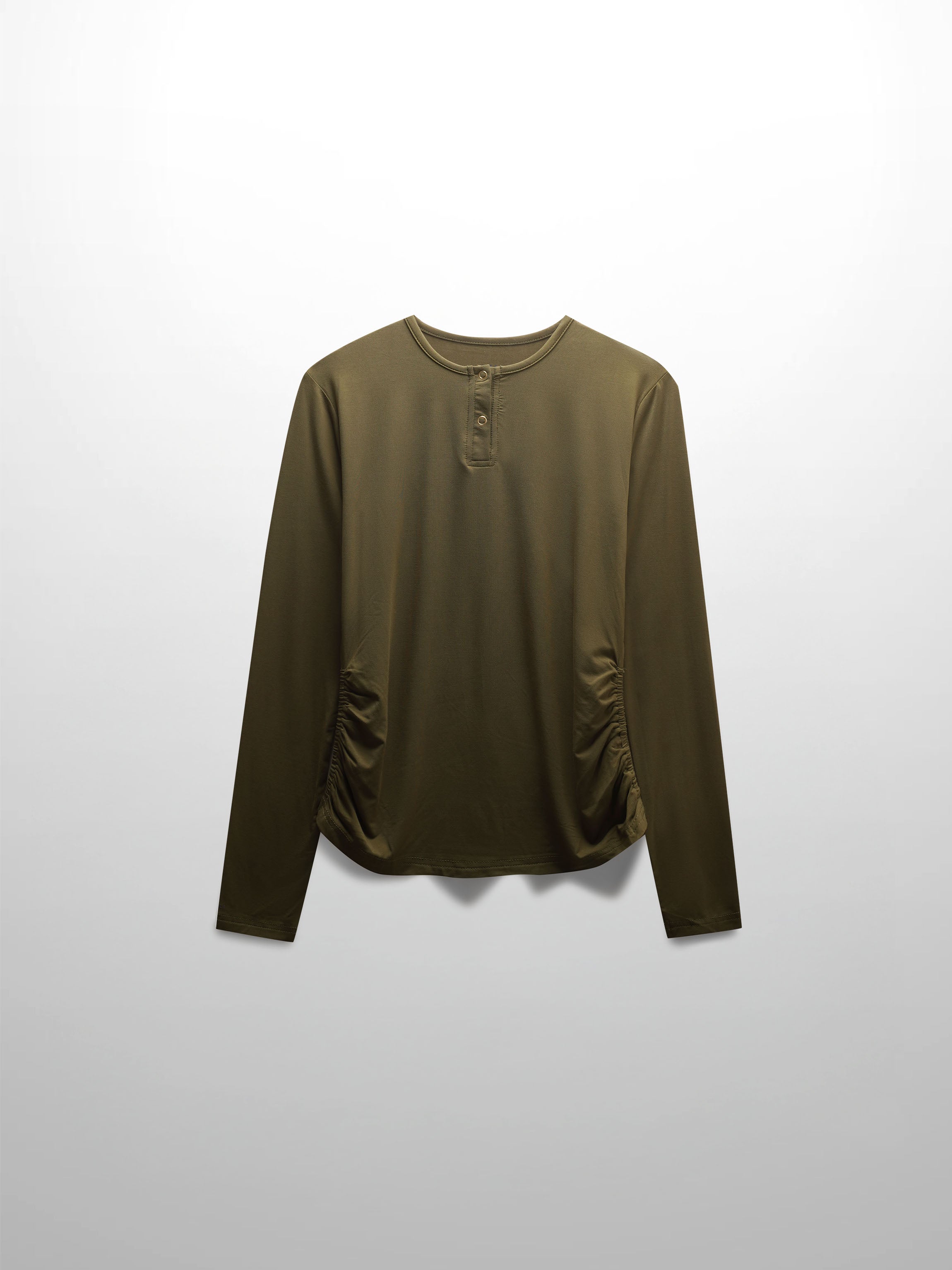 SIDE ELASTIC TEE-OLIVE