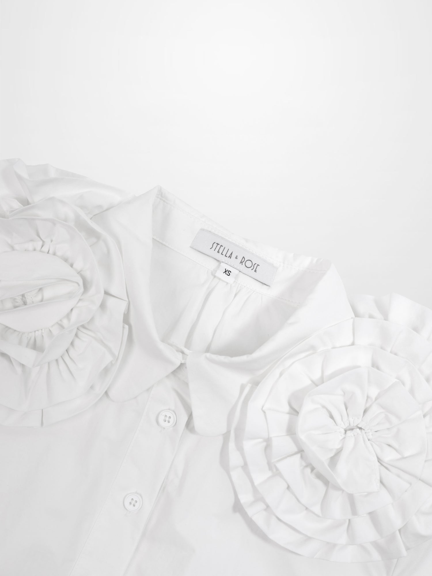Flower Detail Cotton Blouse-White