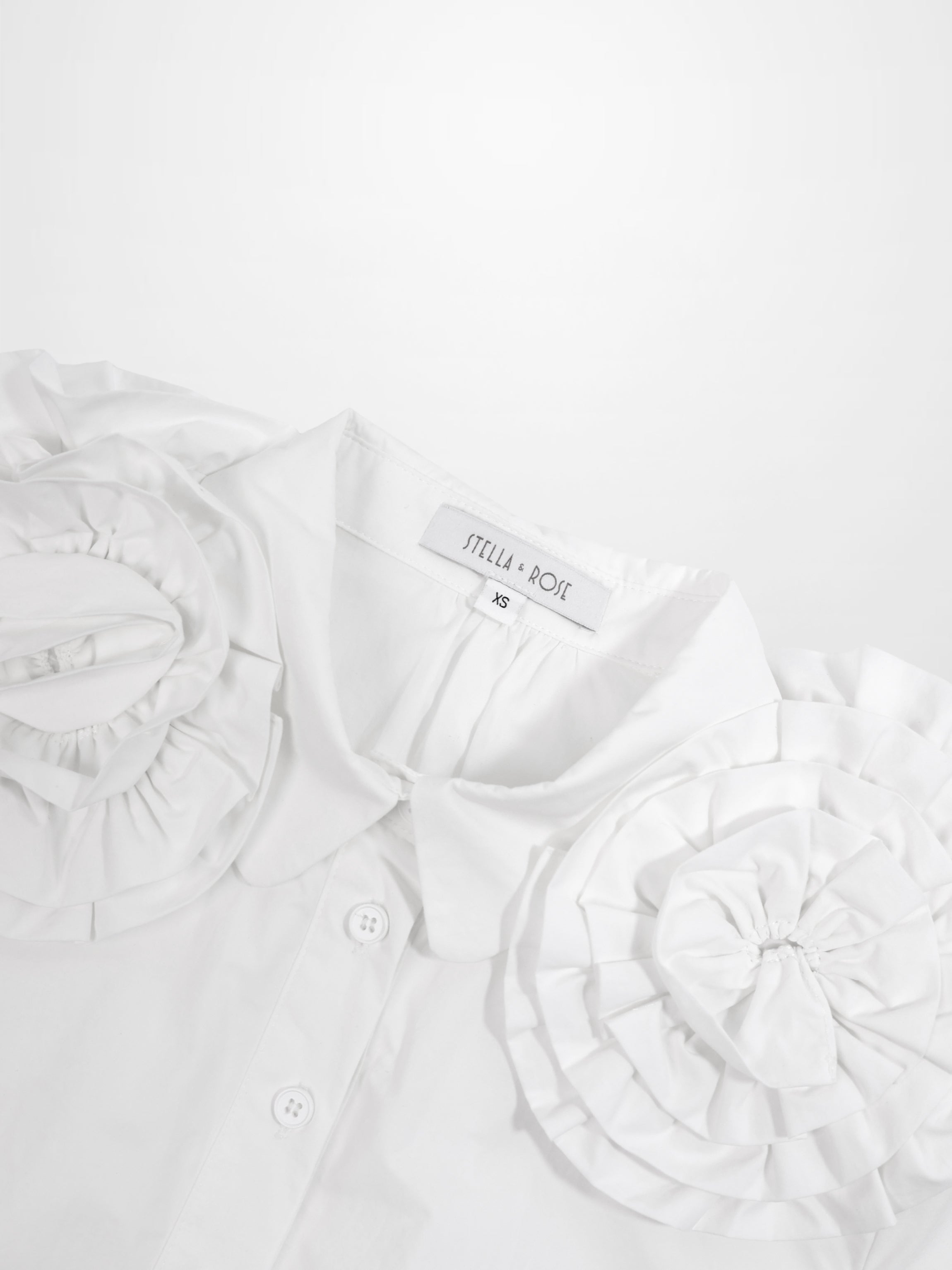 Flower Detail Cotton Blouse-White