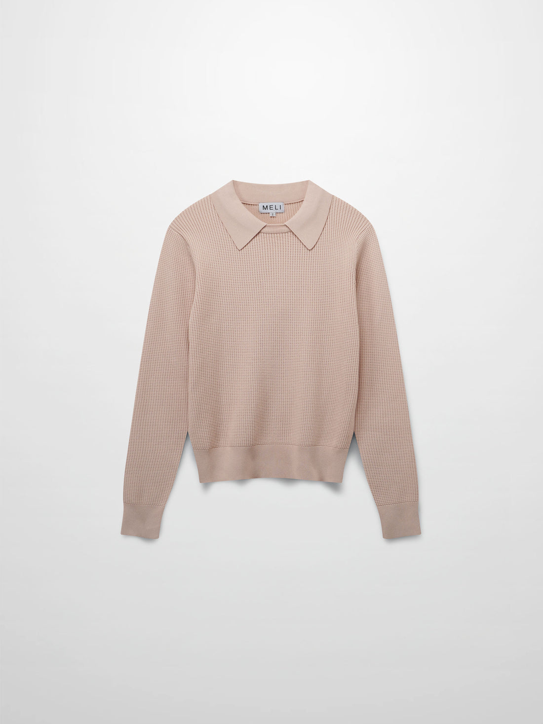 Waffle Collared Sweater-Blush
