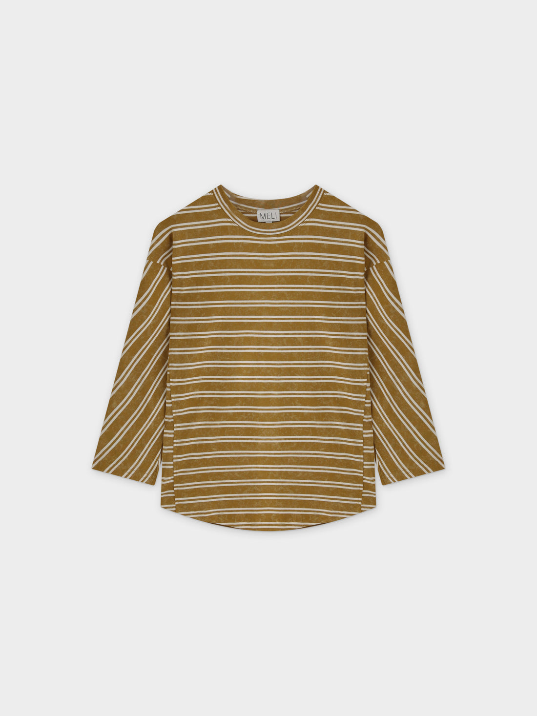 Striped Boxy Tee-Washed Tan