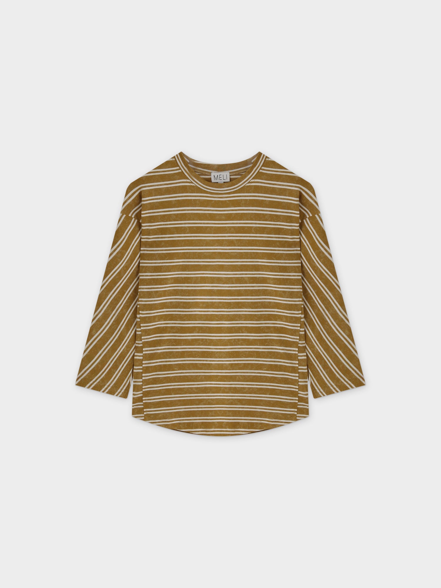 Striped Boxy Tee-Washed Tan